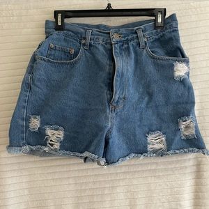 The Cutest Vintage High-Waisted Ripped Jean Shorts
